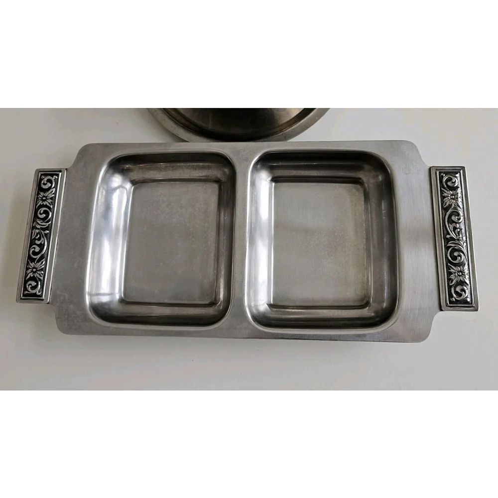 Vintage International Decorator Japan Stainless Steel Serving Dish Set w Handles